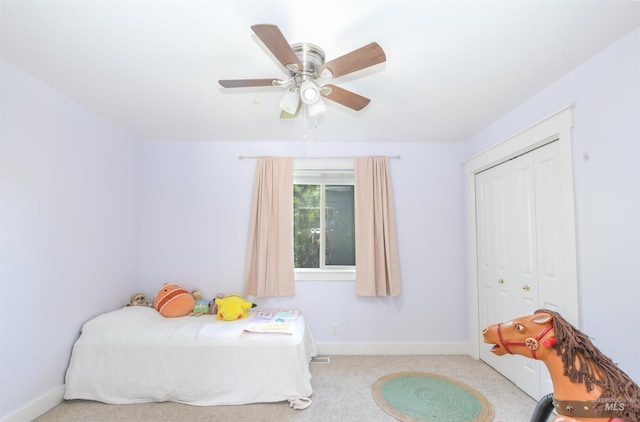 6174 N Queensbury Pl, Boise, ID 83713 - bedroom with carpet, baseboards, a closet, and ceiling fan