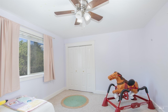 6174 N Queensbury Pl, Boise, ID 83713 - game room featuring baseboards, ceiling fan, and carpet flooring