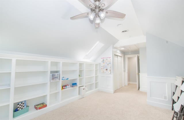6174 N Queensbury Pl, Boise, ID 83713 - bonus room featuring vaulted ceiling, light colored carpet, ceiling fan, and wainscoting