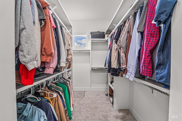 walk in closet with carpet