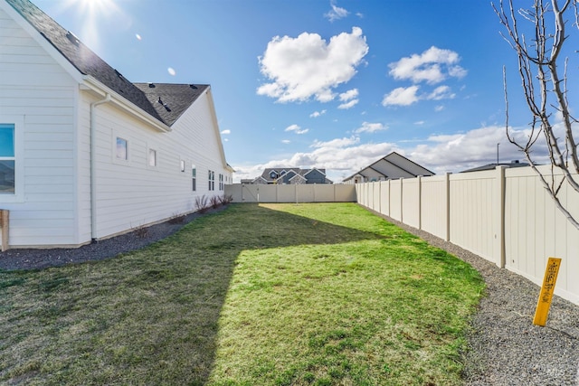 view of yard featuring a fenced backyard