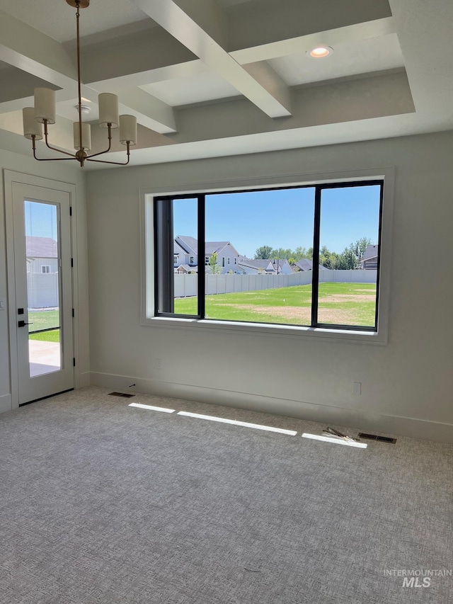 3075 N Costa Madera Ave, Star, ID 83669 - spare room with a chandelier, baseboards, carpet, and recessed lighting