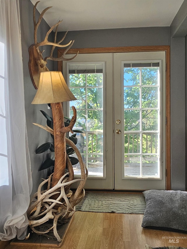 doorway to outside featuring wood finished floors