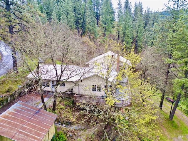 aerial view with a forest view