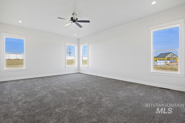 9382 Basin Kid, Middleton, ID 83644 - empty room with recessed lighting, dark carpet, a ceiling fan, and baseboards