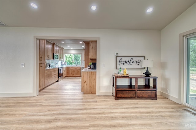 3131 Fuller Rd, Emmett, ID 83617 - kitchen with stainless steel appliances, light wood-style floors, light countertops, recessed lighting, and healthy amount of natural light