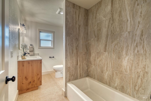 3131 Fuller Rd, Emmett, ID 83617 - full bathroom featuring toilet, vanity, tile patterned flooring, baseboards, and shower / washtub combination