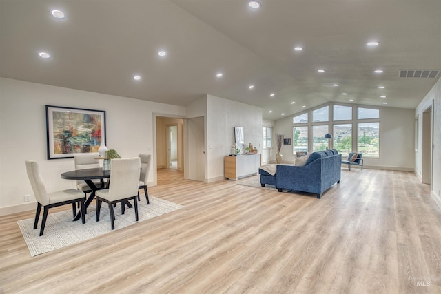 3131 Fuller Rd, Emmett, ID 83617 - dining room with lofted ceiling, baseboards, recessed lighting, and light wood-type flooring