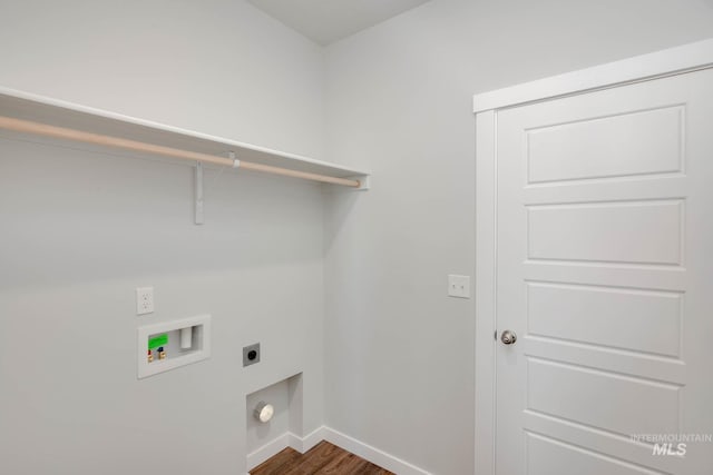 laundry room with dark hardwood / wood-style floors, electric dryer hookup, and washer hookup