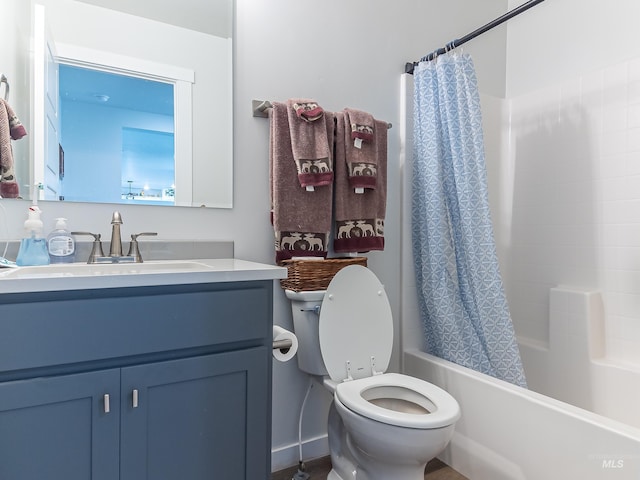 3539 W Zarea Dr, Meridian, ID 83642 - full bathroom with vanity, toilet, and shower / bath combo with shower curtain