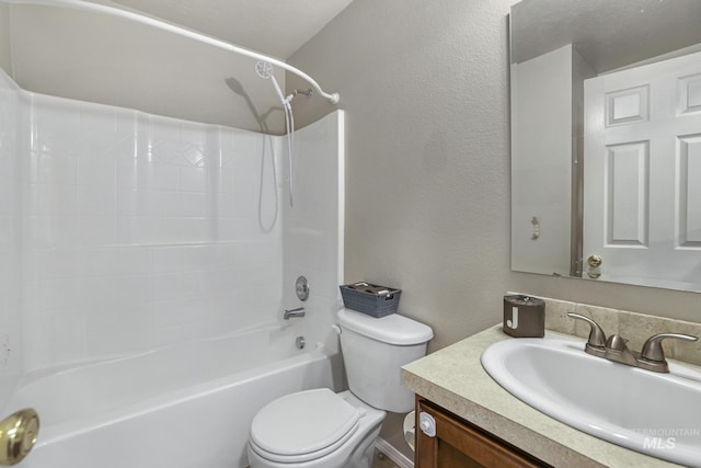 full bathroom featuring shower / bathtub combination, vanity, and toilet