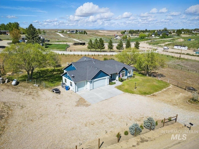 bird's eye view featuring a rural view