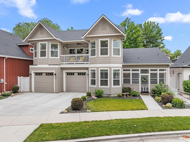 733 W Cowman St, Eagle, ID 83616 - view of front of house with a balcony, concrete driveway, and a garage