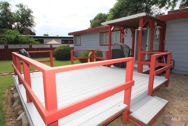7644 W Cambridge Dr, Boise, ID 83704 - wooden deck with a grill