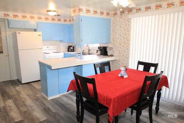 7644 W Cambridge Dr, Boise, ID 83704 - dining room with dark wood-style floors and ceiling fan