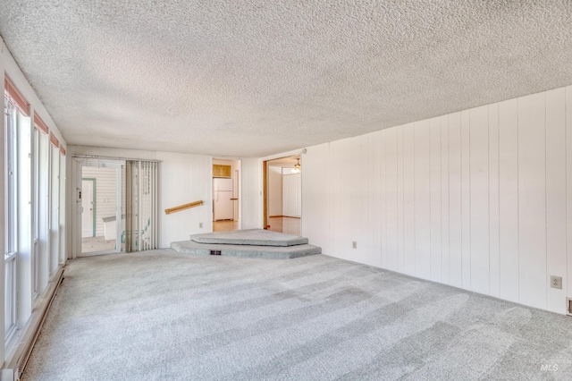 empty room with a wealth of natural light, carpet flooring, and a textured ceiling