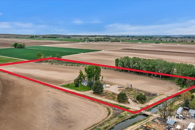 aerial view featuring a rural view