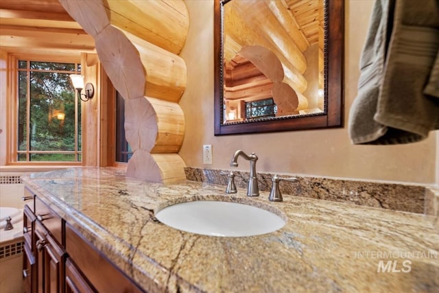 1533 Pine Lakes Ranch Dr, Cascade, ID 83611 - bathroom with vanity and wood ceiling