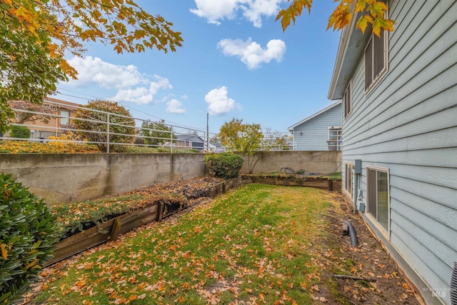 view of yard featuring a fenced backyard