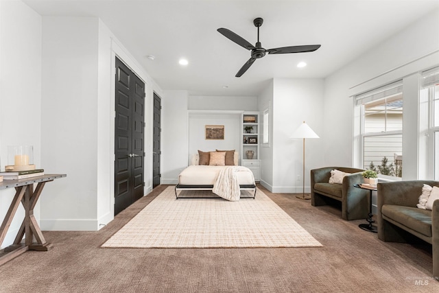 1912 N Bottle Creek Pl, Eagle, ID 83616 - bedroom featuring carpet flooring, baseboards, recessed lighting, and ceiling fan