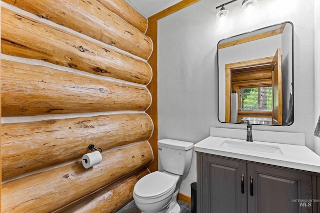 881 Sheila, Mccall, ID 83638 - half bath featuring log walls and vanity