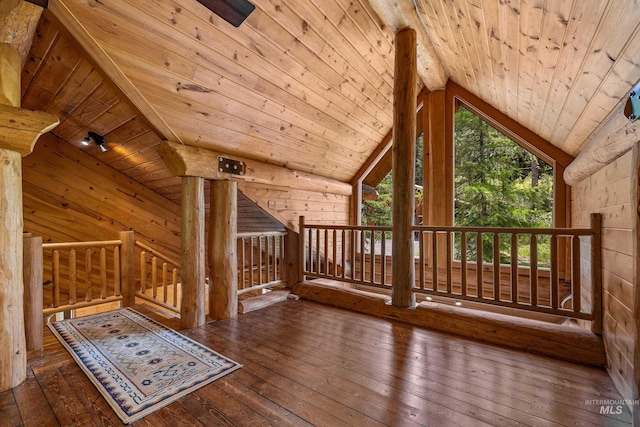 881 Sheila, Mccall, ID 83638 - bonus room with wood ceiling, lofted ceiling, hardwood / wood-style flooring, and wood walls