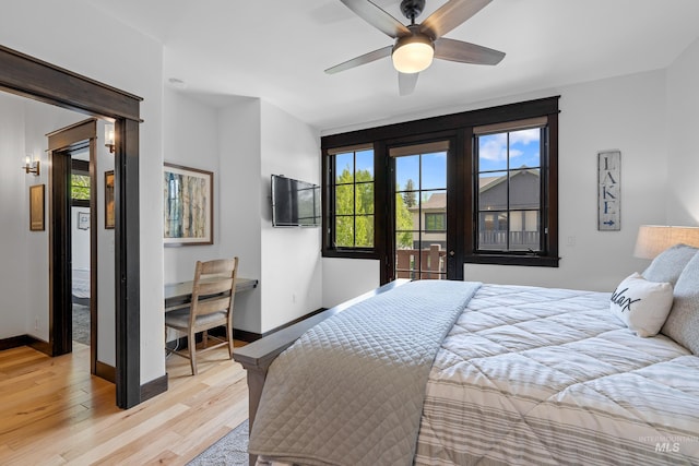1520 Roosevelt Ave, Mccall, ID 83638 - bedroom with light wood-type flooring, baseboards, and ceiling fan