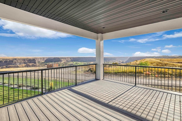 deck featuring a mountain view