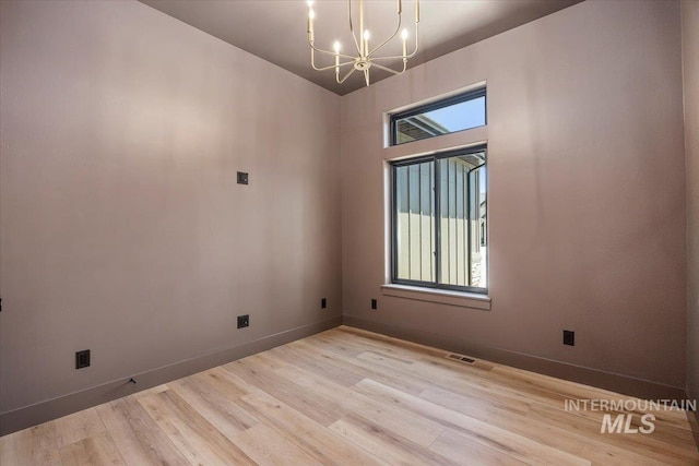 1967 Red Rock Way, Twin Falls, ID 83301 - empty room featuring a chandelier and light wood-style floors
