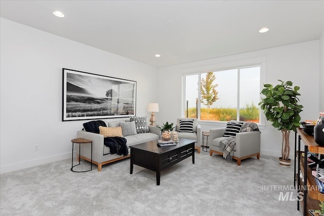 7625 W Whisper Ridge Dr, Meridian, ID 83646 - living room featuring light colored carpet and recessed lighting