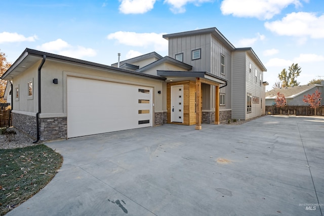 view of front of property with a garage