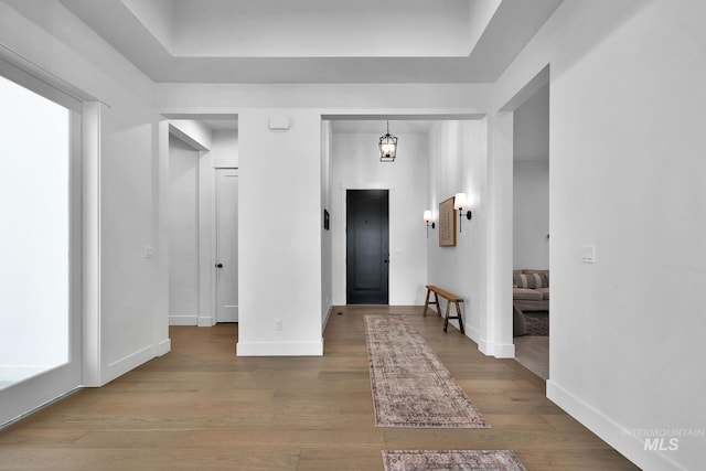 interior space with hardwood / wood-style flooring