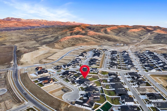 aerial view with a mountain view