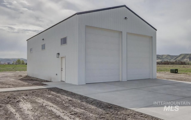 garage with a mountain view