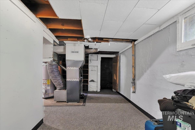 202E 2nd St, Shoshone, ID 83352 - basement featuring water heater and carpet
