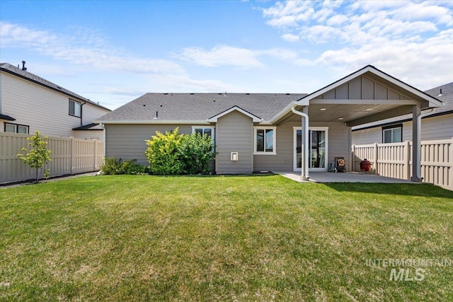 7682 W Itasco Dr, Boise, ID 83709 - back of house with a patio area and board and batten siding