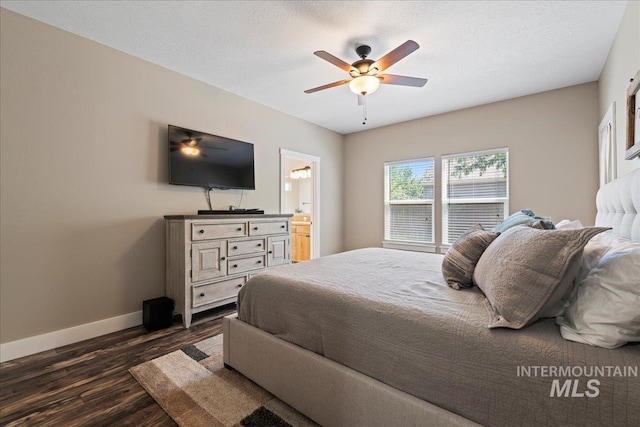 551 N Hannah Pl, Star, ID 83669 - bedroom featuring dark wood-type flooring, a ceiling fan, and ensuite bath