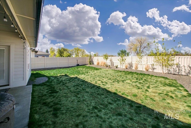 view of yard featuring a fenced backyard