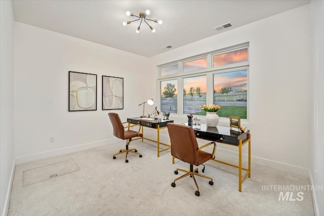 12975 Shasta Daisy Way, Nampa, ID 83686 - carpeted office space with baseboards and a chandelier