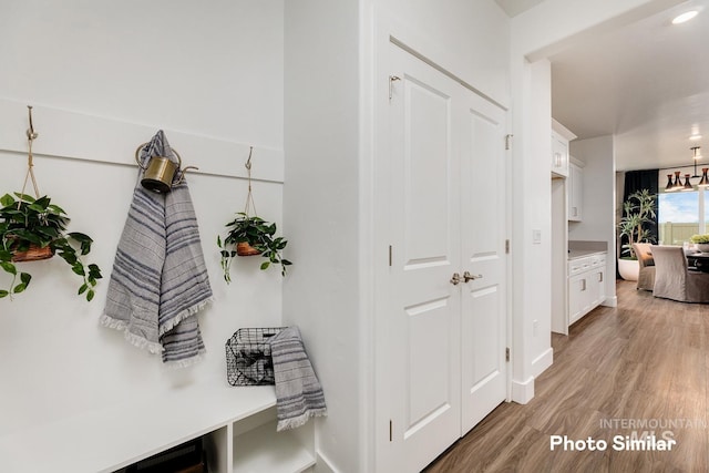 corridor with hardwood / wood-style floors