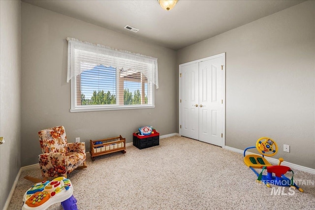 10395 Willis Rd, Middleton, ID 83644 - rec room featuring carpet flooring, visible vents, and baseboards