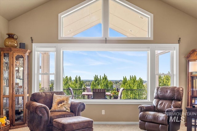 10395 Willis Rd, Middleton, ID 83644 - sitting room featuring carpet flooring, baseboards, and lofted ceiling