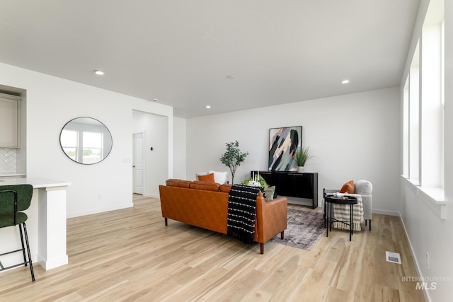 living room featuring light hardwood / wood-style flooring