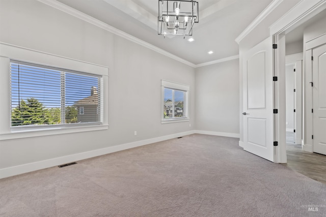 5990 W View Dr, Meridian, ID 83642 - spare room with a chandelier, crown molding, plenty of natural light, baseboards, and recessed lighting