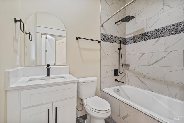 5990 W View Dr, Meridian, ID 83642 - full bathroom featuring vanity, toilet, and tiled shower / bath combo