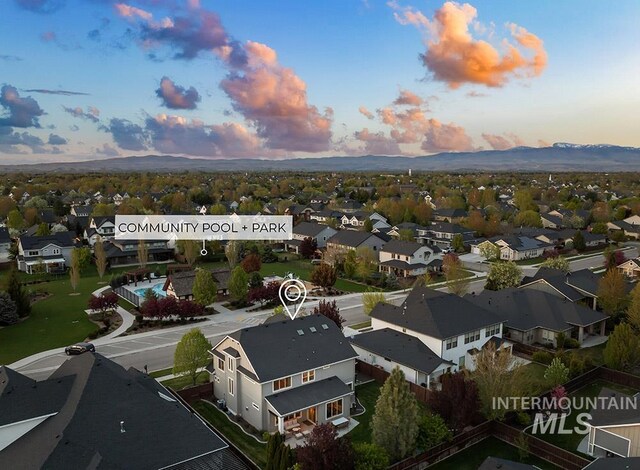 drone / aerial view with a residential view