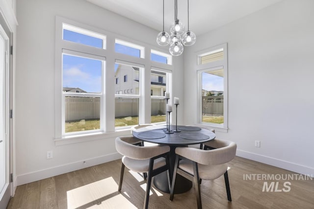 2252 Detweiler Pl, Twin Falls, ID 83301 - dining area featuring baseboards, wood finished floors, and a healthy amount of sunlight