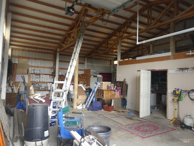 garage with a garage door opener