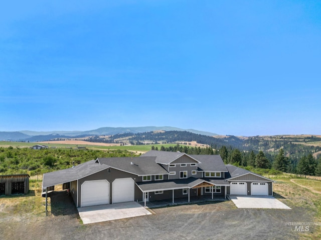 view of front facade with a mountain view