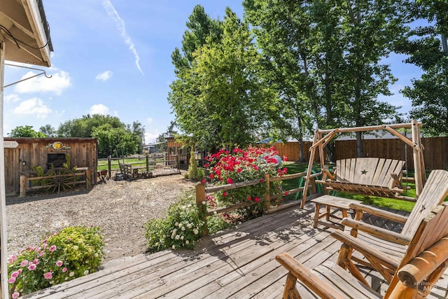 19550 Whitecap Ct, Wilder, ID 83676 - wooden terrace with a fenced backyard